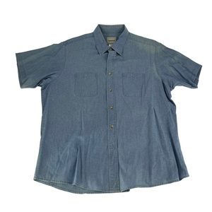Frontier Shirt Mens XL Blue Front Button‎ Short Sleeve Vintage Western Pockets